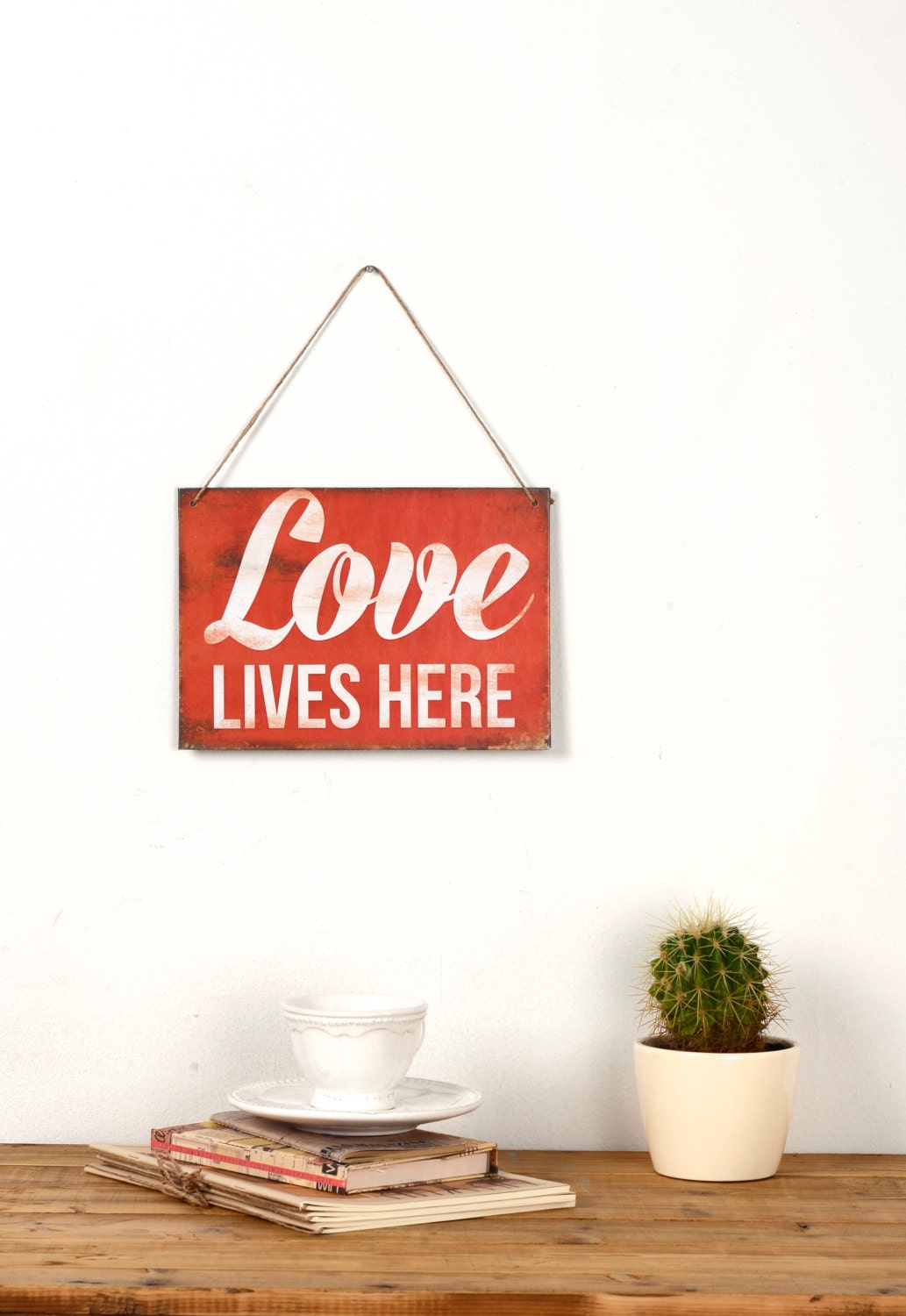 Vintage wall sign / Love Lives Here by Judydesignstore on Etsy