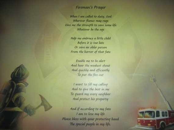 Fireman's Prayer Print Can be personalized by Deespersonalized