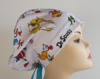 Women's surgical scrub hats, or scrub caps -Dr Seuss- cotton 100%