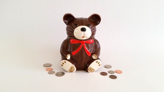 silver teddy bear piggy bank