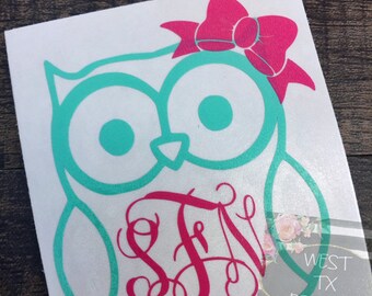 Owl Decal | Owl Monogram | Yeti Decal | Personalized Decal | Ozark Trail Decal | Corkcicle Decal | Swell Bottle Decal | Car Window Decal