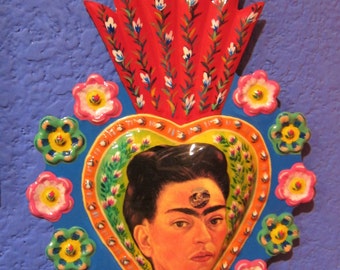 Sacred Heart Tin Milagro - Frida Kahlo - Thinking of Death, 1943