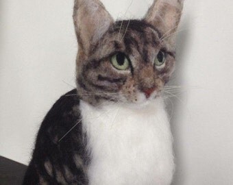 Custom Made Needle Felted Tabby Cat Memorial