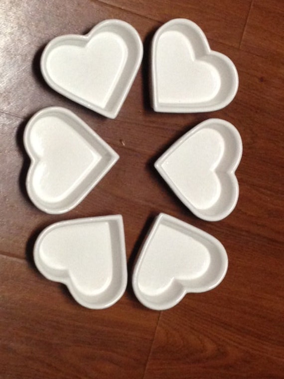 Items similar to Ramekins Heart Shaped Ceramic White Baking Valentine