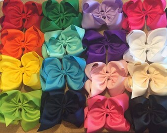 Hair Bows - Basic Hair Bows - Hair Bow Bundle - Boutique Hair Bows - Solid Color Hair Bow - 6" Hair bow - Southern Hair Bow - Big Bow - bows