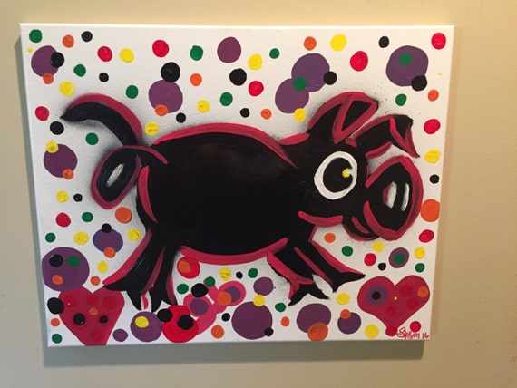 Pigs Love Polka-Dots 20 x16 spray paint by AlabasterandObsidian