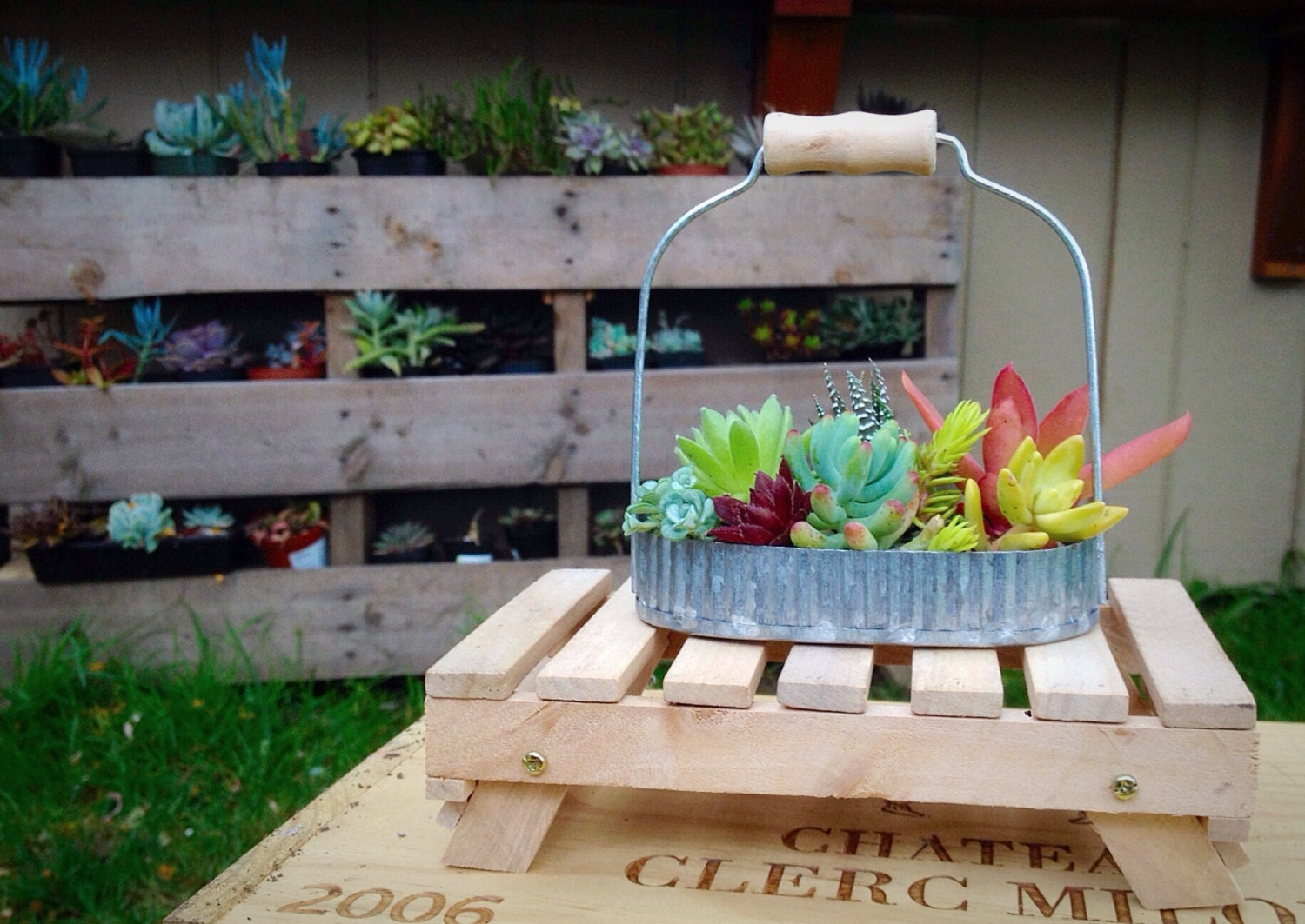 Pallet succulent planter/mini pallet stand/succulent