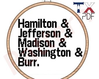 Hamilton cross stitch pattern - founding fathers Helvetica