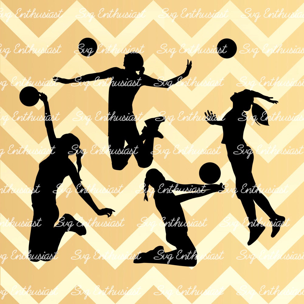 Download Volleyball player silhouette bundle SVG Woman Volleyball