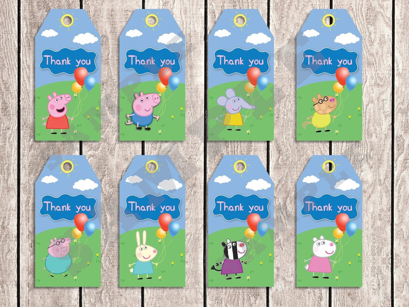 8 Peppa Pig Thank You Cards / Hang Tags / by aSugarWonderland