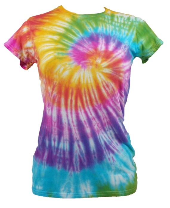 Womens Tie Dye Rainbow Spiral Festival T-Shirt