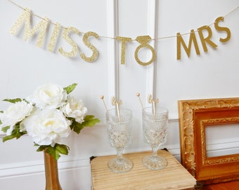 Bridal Shower Banner - Miss To Mrs - Bachelorette Banner - Bachelorette Party Decor - Bridal Shower Decoration - Bride To Be