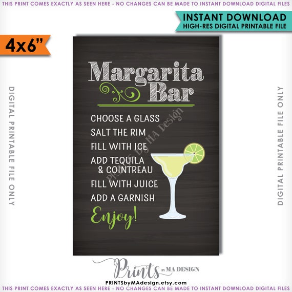 Margarita Bar Sign Make your own Margarita Salted Rim