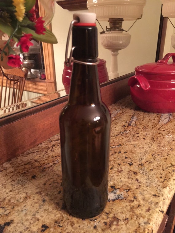 Amber swing top beer bottle 16oz