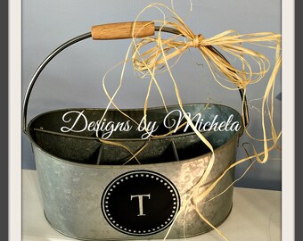 Galvanized Steel Monogrammed Utensil Caddy GF 047