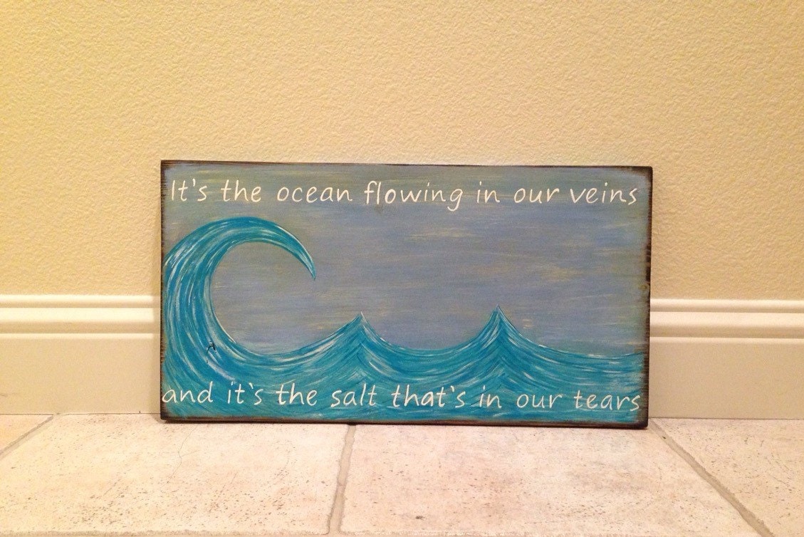 Phish Lyrics Over Painting on Wood The Wedge surf sea