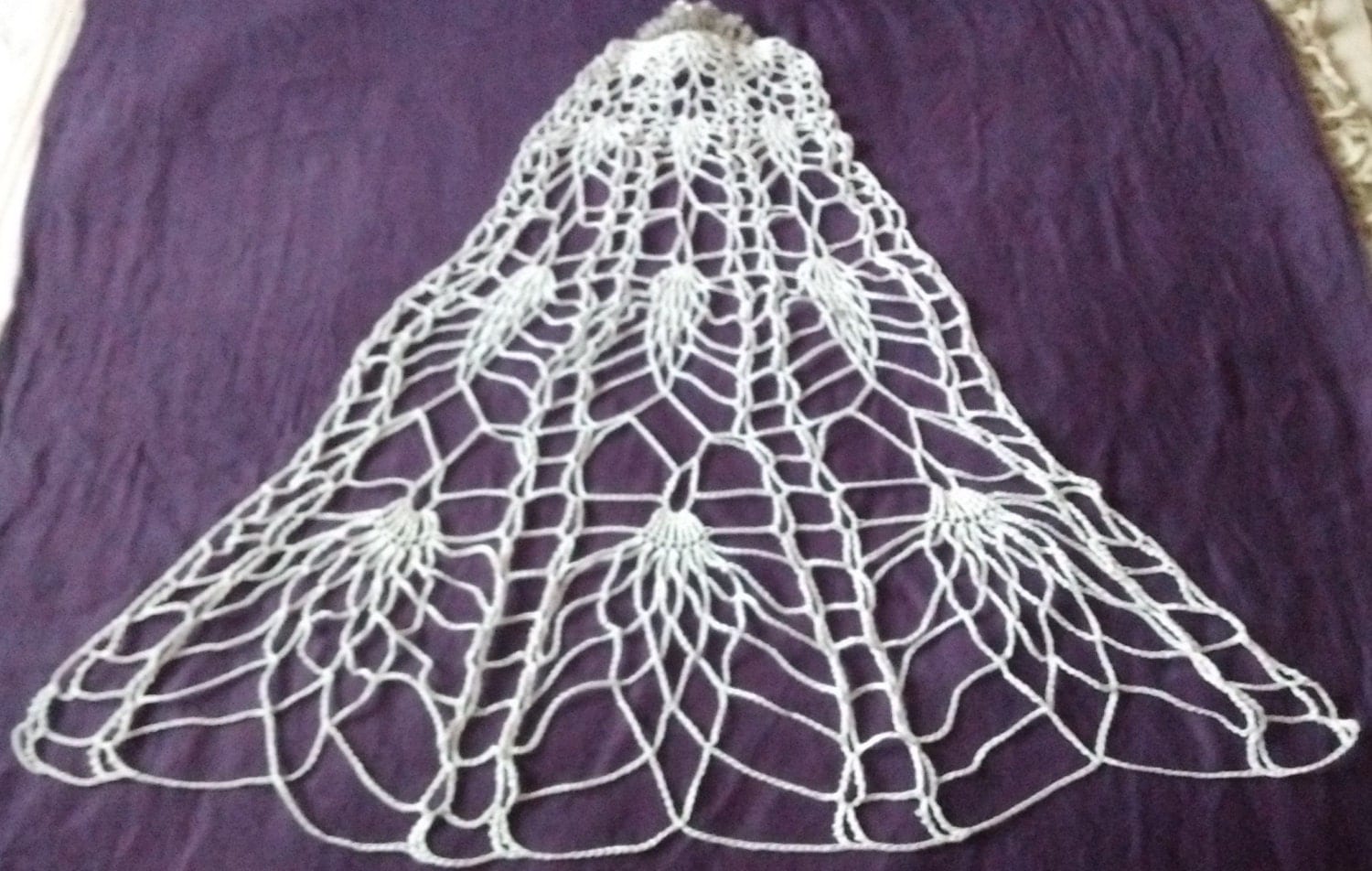 Knitted crochet bridal wedding veil in by SnoopyLovesHibiscus
