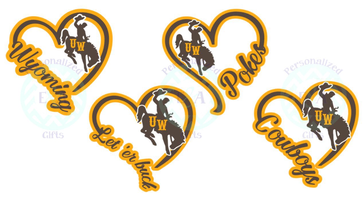 I Heart Wyoming decal Pokes let er buck cowboys college