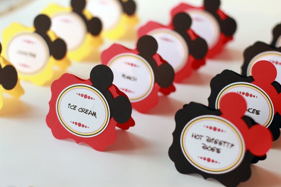 Mickey Mouse Place Cards Seating Cards Food Cards Food Tents Custom ...