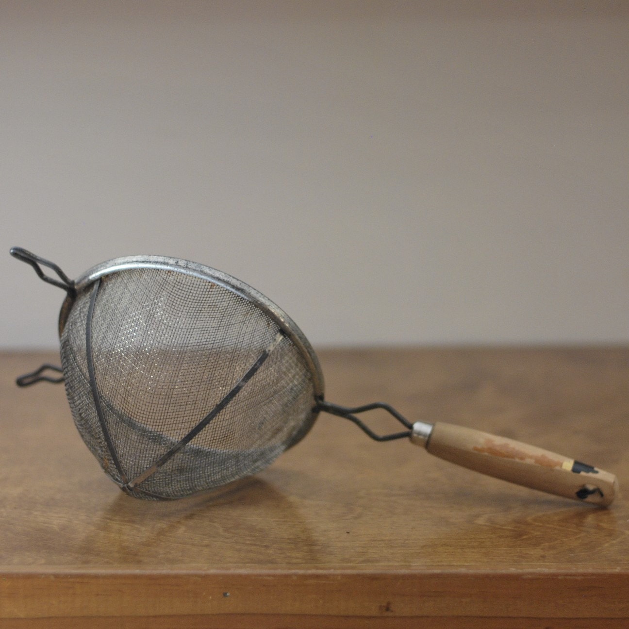 Vintage Wood Handle Sifter Strainer Colander by SharpsCottage
