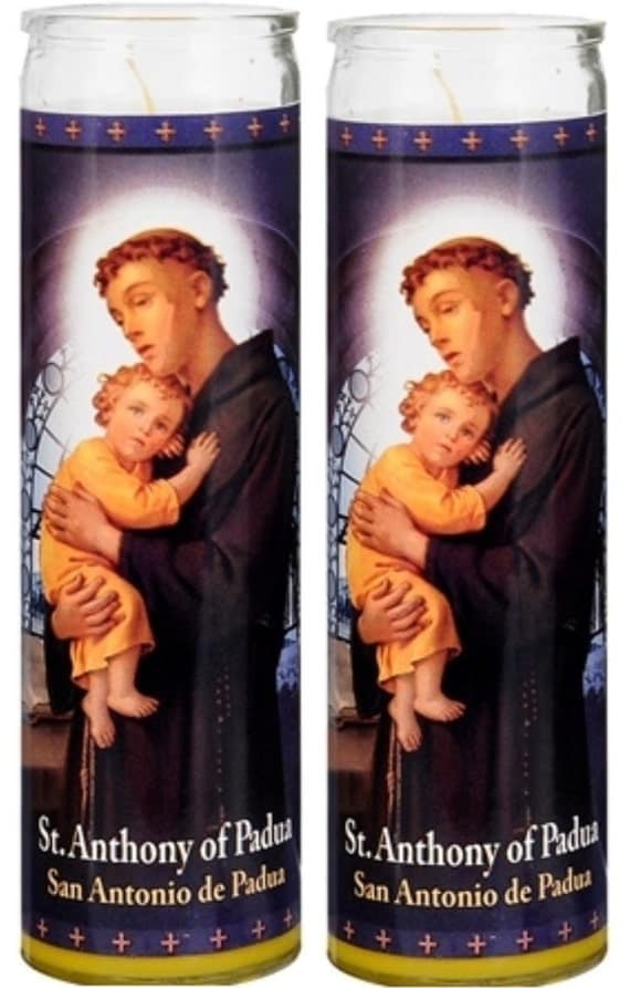 Set of 2 St Anthony Prayer Candles 2 Veladoras De San Antonio