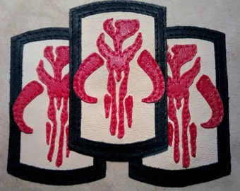 Leather Boba Fett's Mandalorian Skull Star Wars patch applique vest backpack