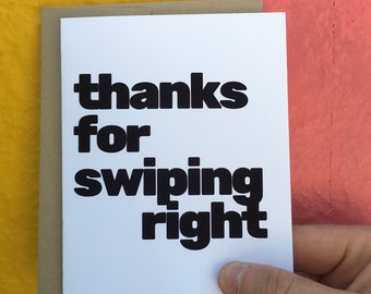 Tinder Card - I love you Card - Love Card - Weddings - Cards for her - Typography - Thank You Card - Love- Anniversary - Funny Card