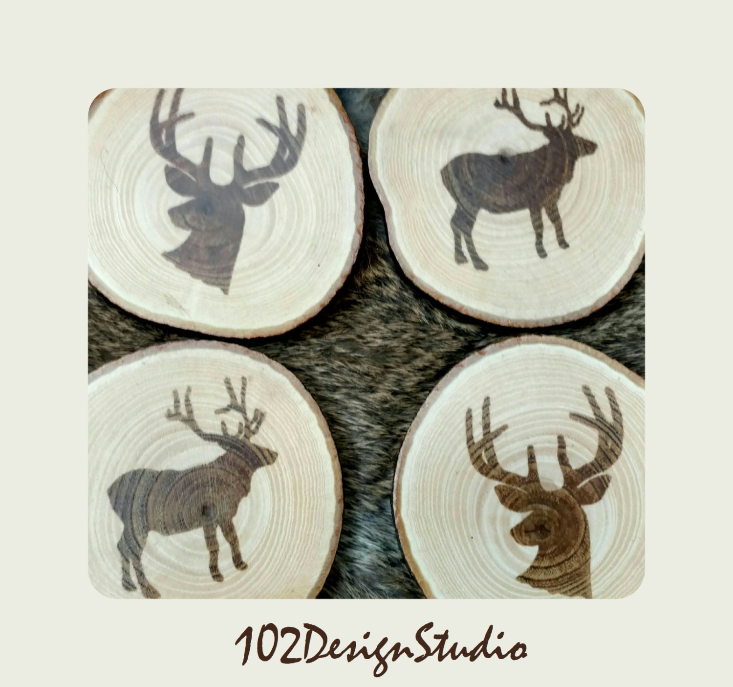 Deer Coasters Woodland Animals Coasters Handcrafted Deer