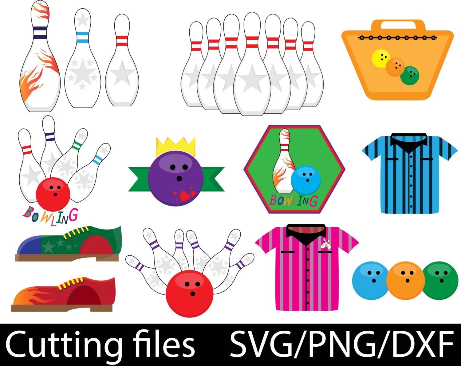 Download SVG DXF Eps Cutting Files Bowling Cutting Files Digital