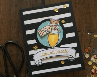 Hand Stamped "Felix Felicis" Good Luck card