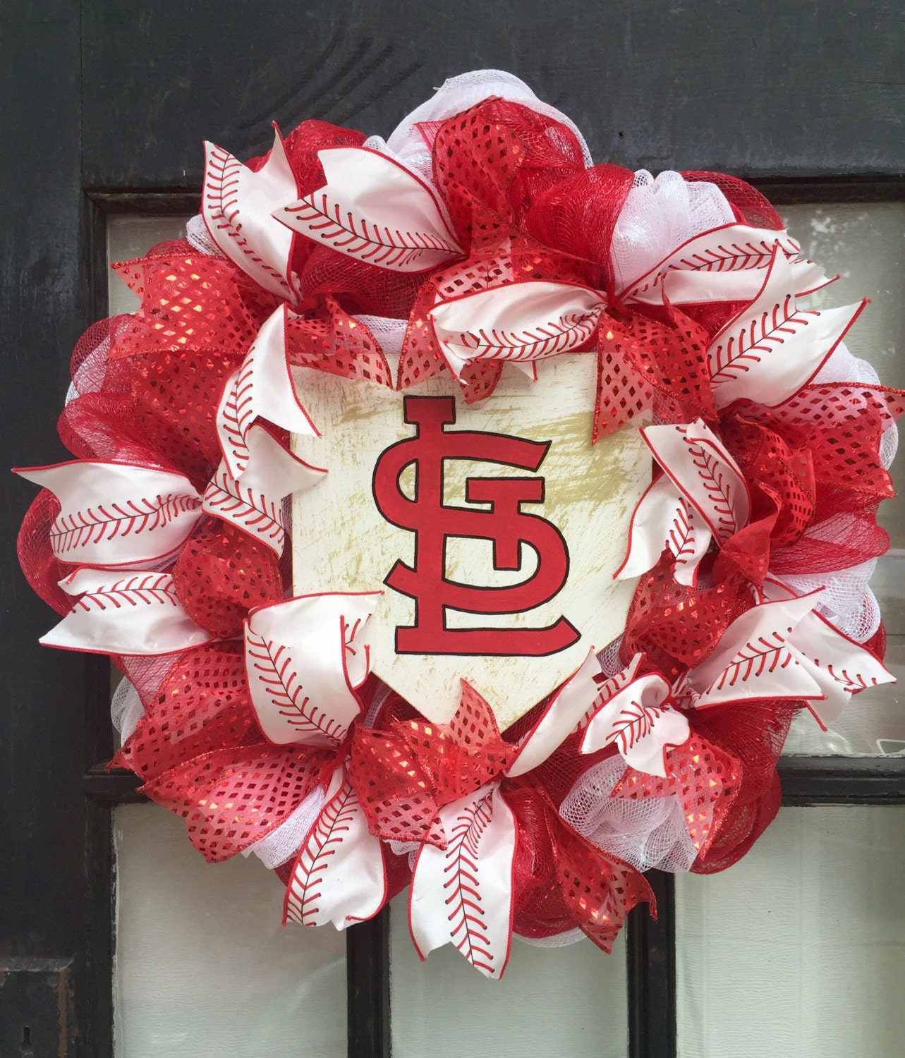 St Louis Cardinals front door wreath Stl Cardinals by WandNDesigns