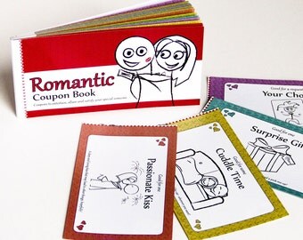 The Romantic Coupon Book - Fun, romantic, and sexy novelty coupons for you and your partner. Perfect for an anniversary or birthday gift.