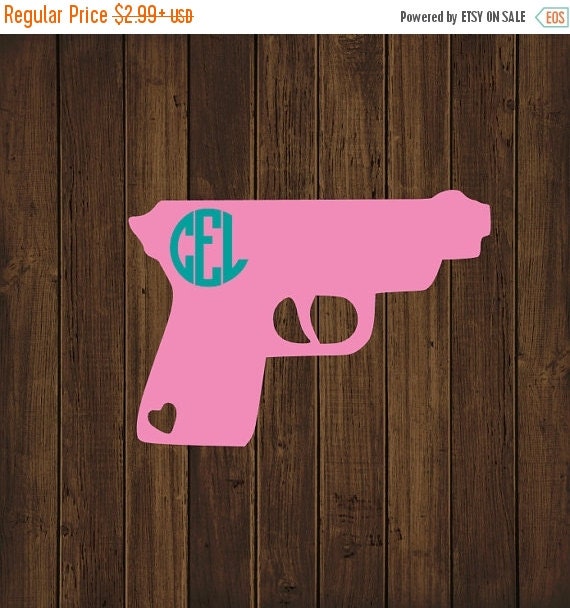 ON SALE Monogram Gun Decal Gun Monogram by CandDVinylDesigns