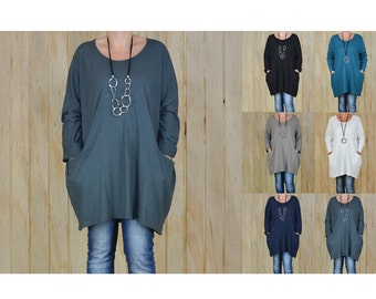Ladies Lagenlook Womens Plus Size Tunic Top 14 16 18 20 22 24 26 28 XL XXL XXXL 8770