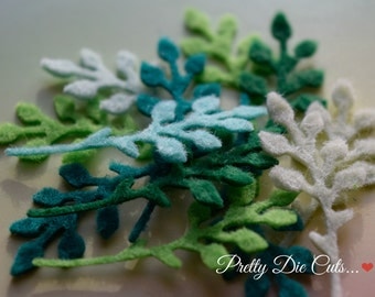 Felt Foliage, Small Felt Leaf, Decorative Green Leaves, Die Cut Craft Embellishment
