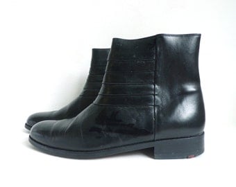 mens beatle boots size 8D, black leather boots, 70s chelsea boots mens 8, mens boots, 1970s mens shoes