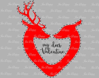 Deer valentine file, SVG DXF EPS, deer svg files, valentine deer, deer heart file, svg files, deer head svg, doe files, valentine files,
