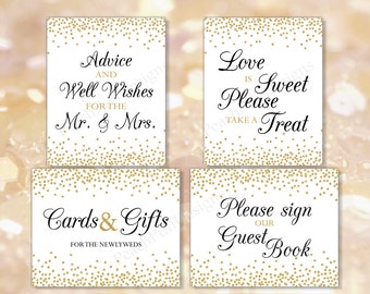 Wedding signage (INSTANT DOWNLOAD) - Wedding sign gold - Wedding signs download - Wedding signage printable - Black and gold wedding W001