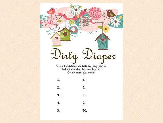 Dirty Diaper Game Name that Poo Chocolate Bar Game Bird