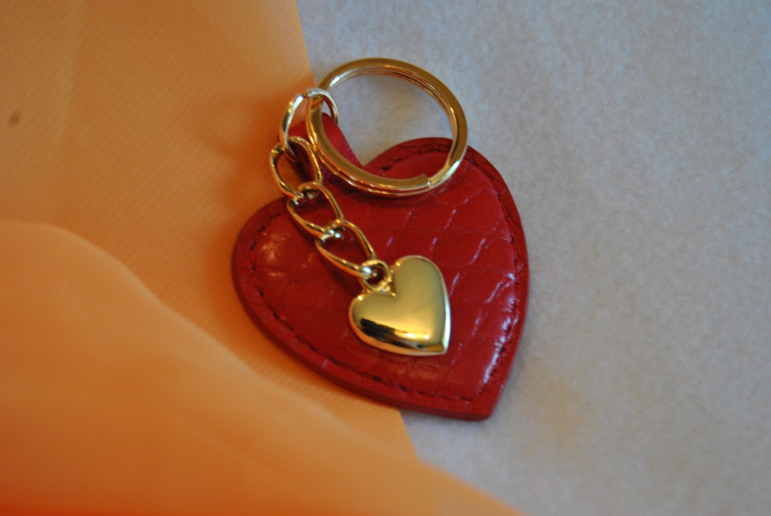 Red Keyring Red Heart Womens Key Chain Leather by ShopingMarket