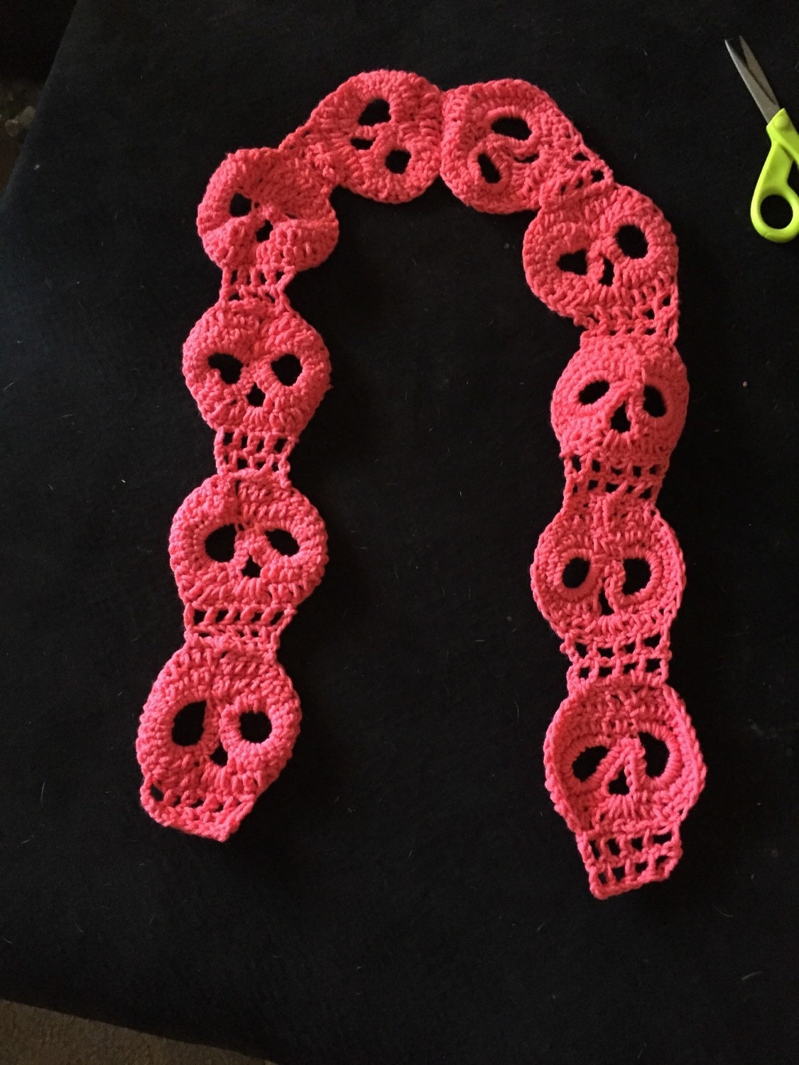 Crocheted skull scarf