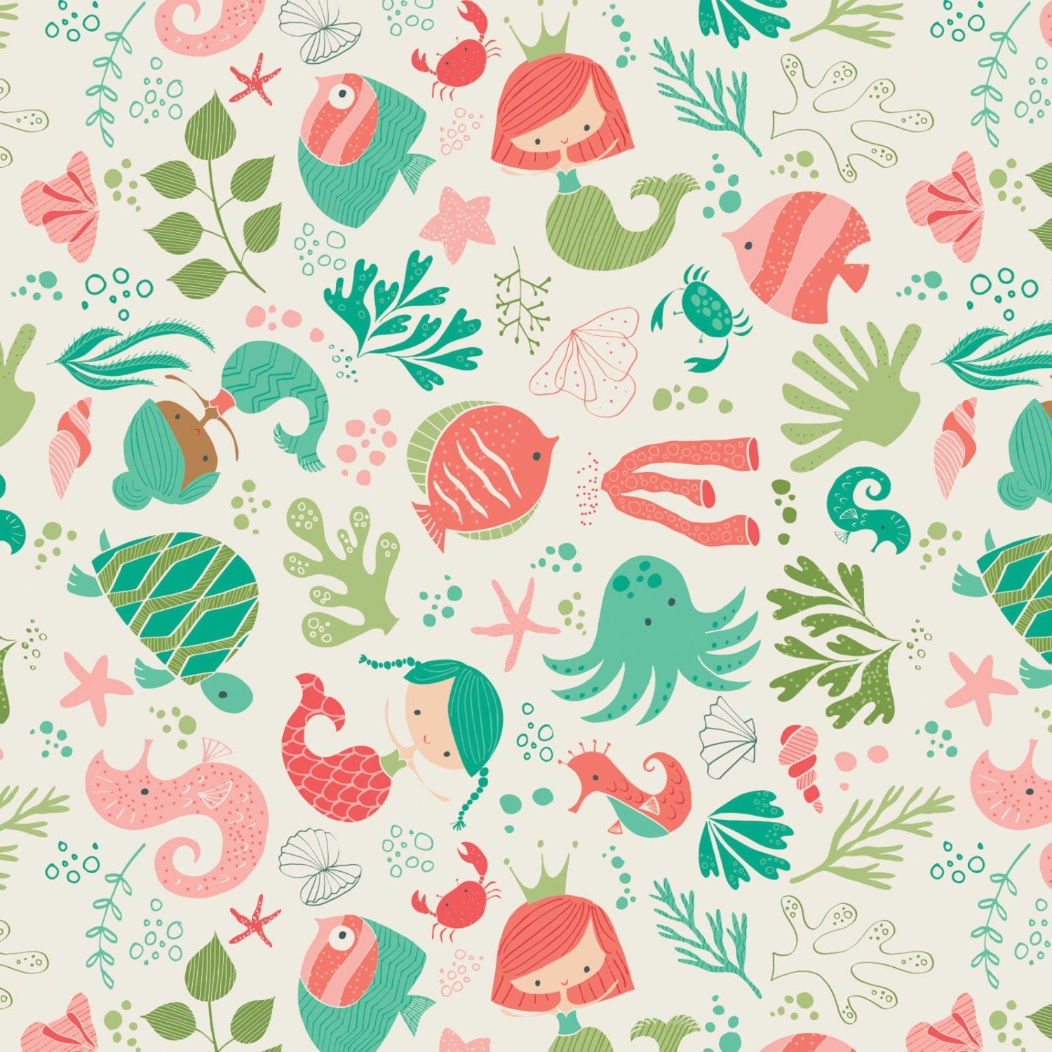 Mermaid FabricUnder the Sea Cotton FabricModern Quilting