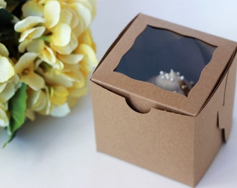 75 Kraft Cupcake Boxes With Windows / 4x4x4