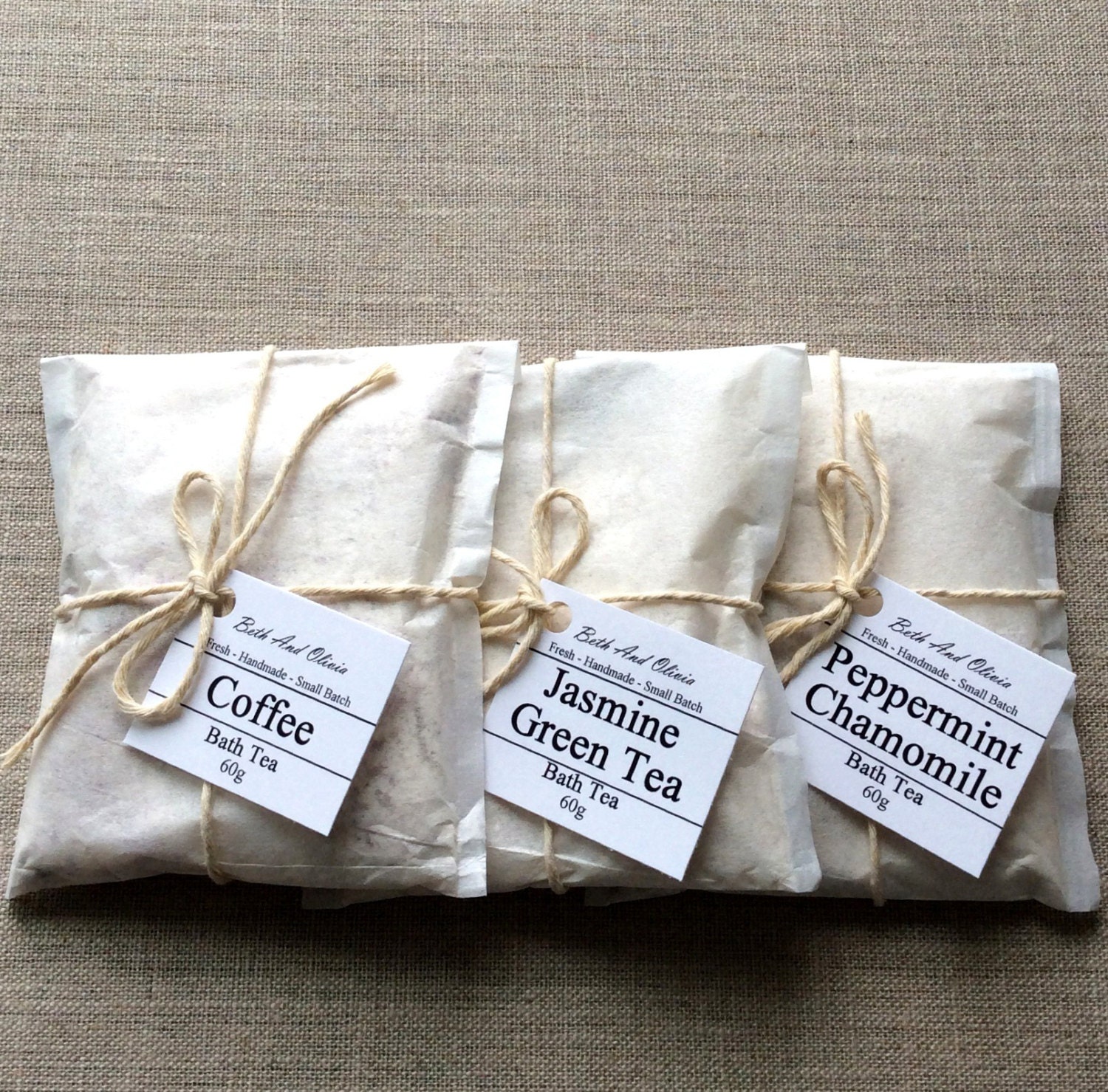 Set of 3 Bath Tea Set tub teas Bath Tea by BethAndOliviasMarket