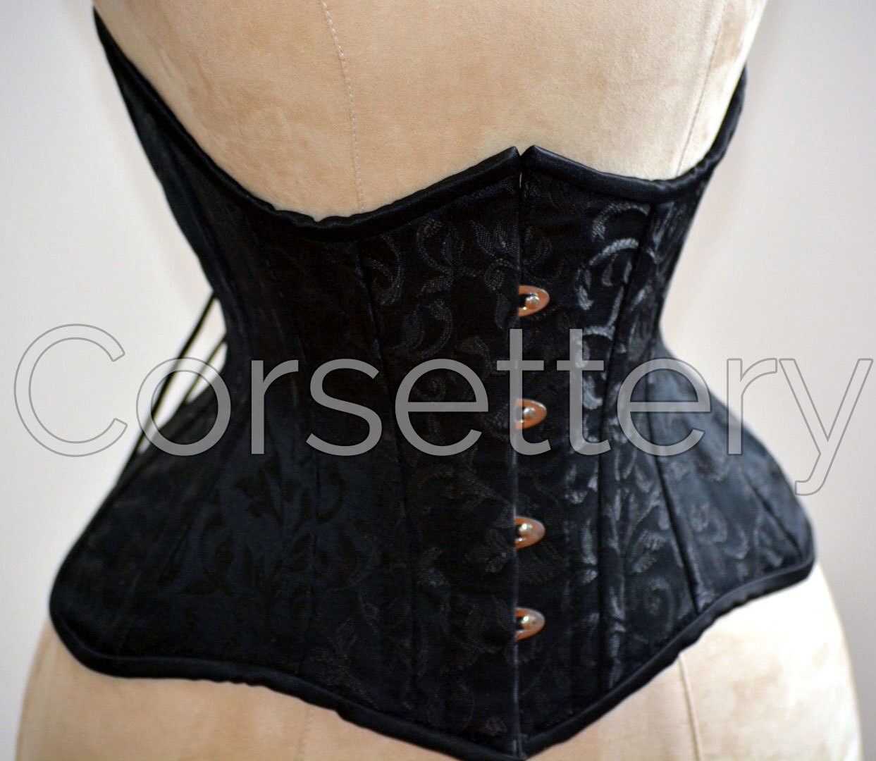 Real double row steel boned underbust corset of short design