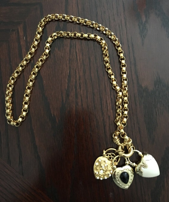 Joan Rivers Gold Tone 3 Heart Necklace