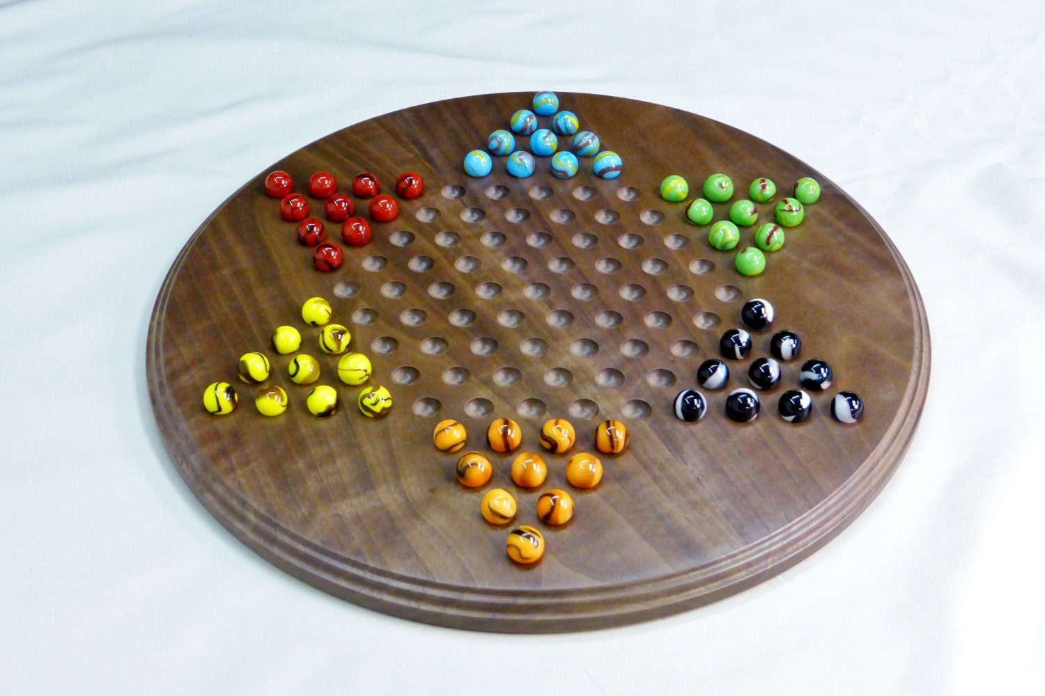 Chinese checkers with marbles walnut Chinese checkers board