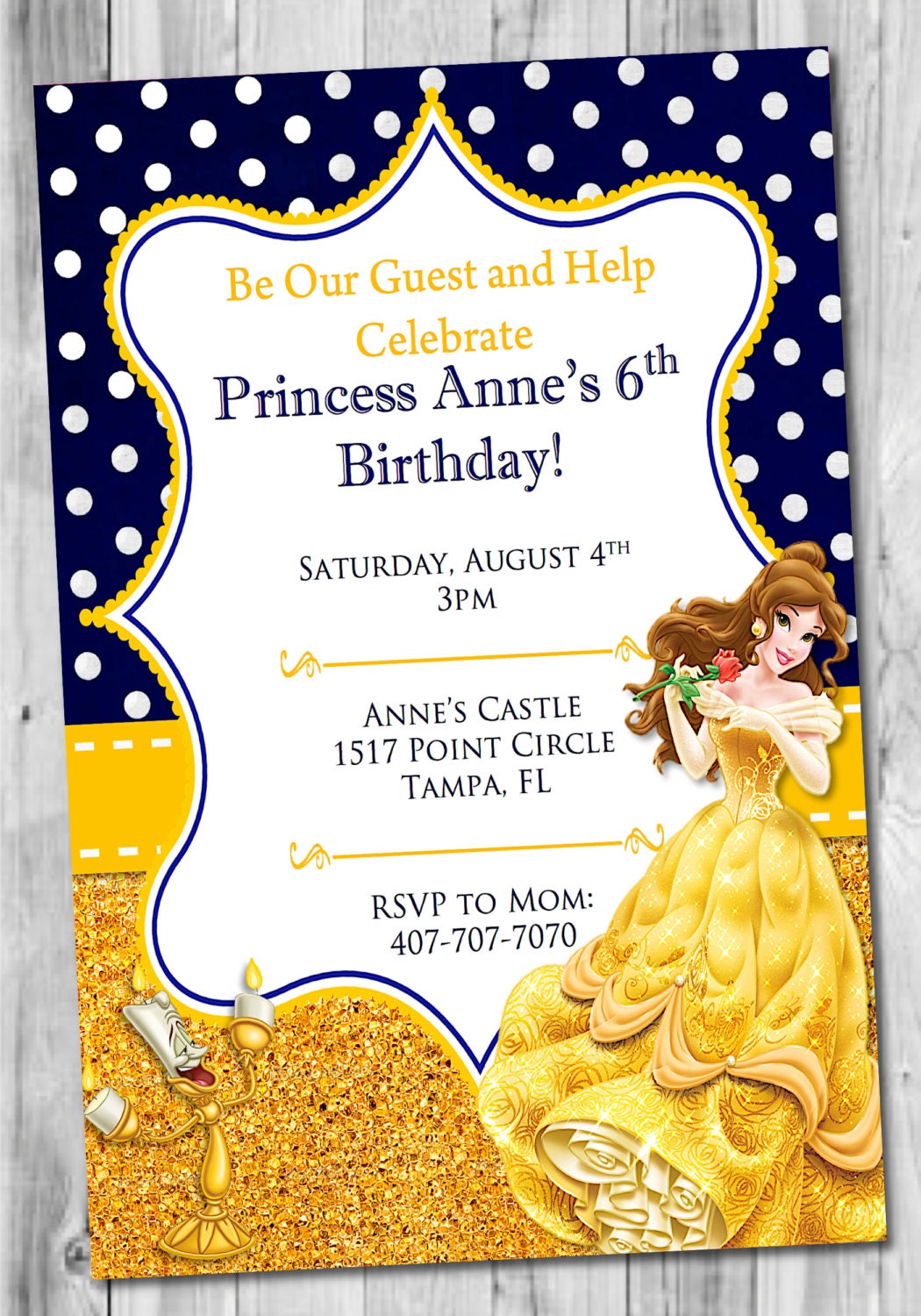 Princess Belle Birthday Invitation