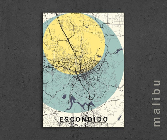 ESCONDIDO CA California Map Escondido City Map by NatalyBorichArt