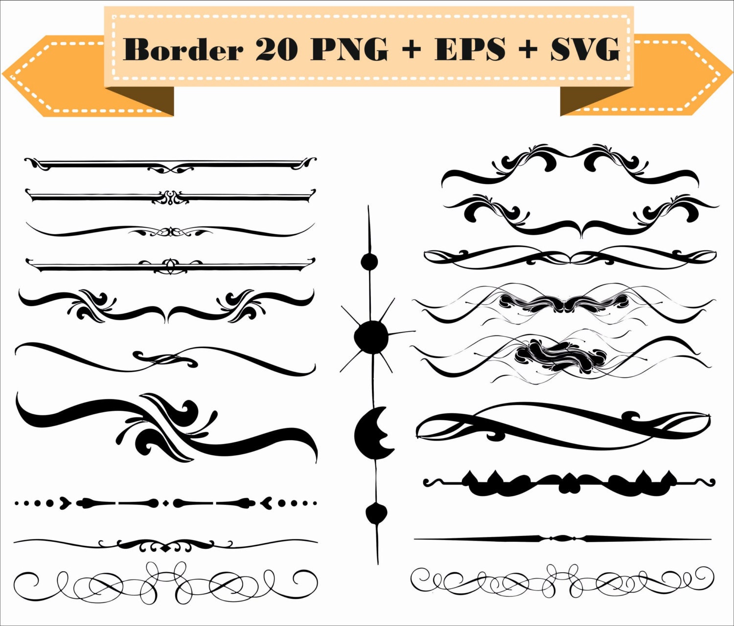 Download Border Vintage Corner Retro Vector Clipart PNG EPS SVG Set